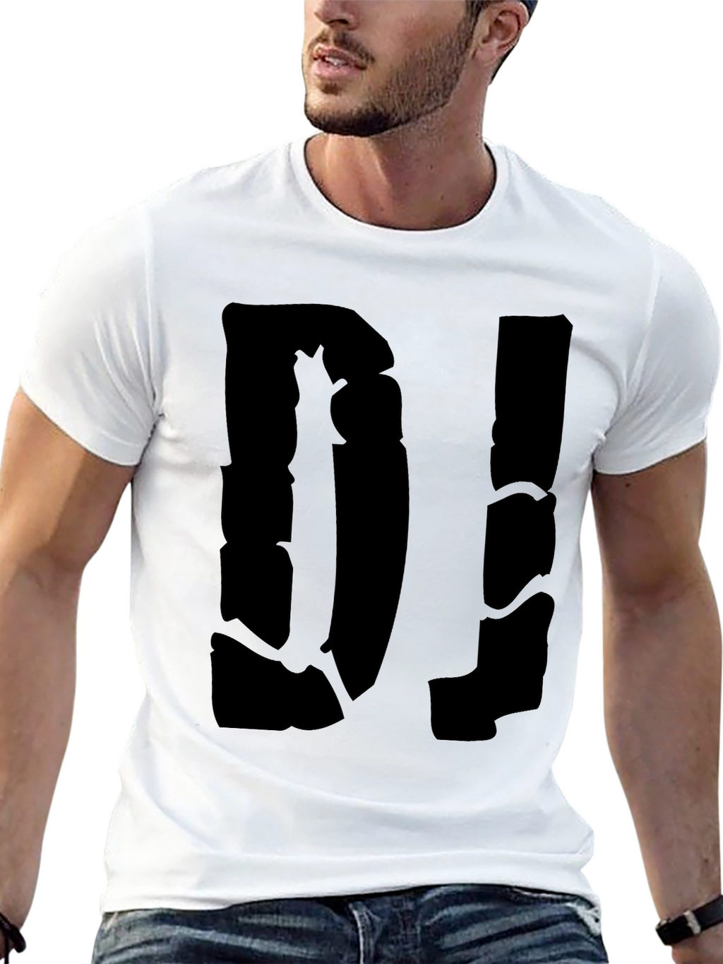 DJ Graphic Print Tee - Mens Black Cotton T-Shirt