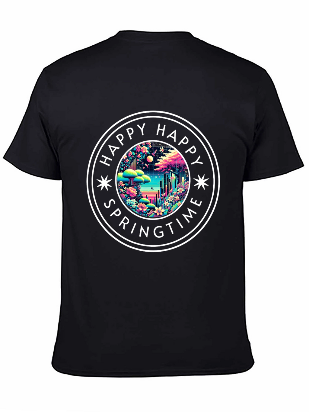 Happy Springtime Graphic Tee - Black