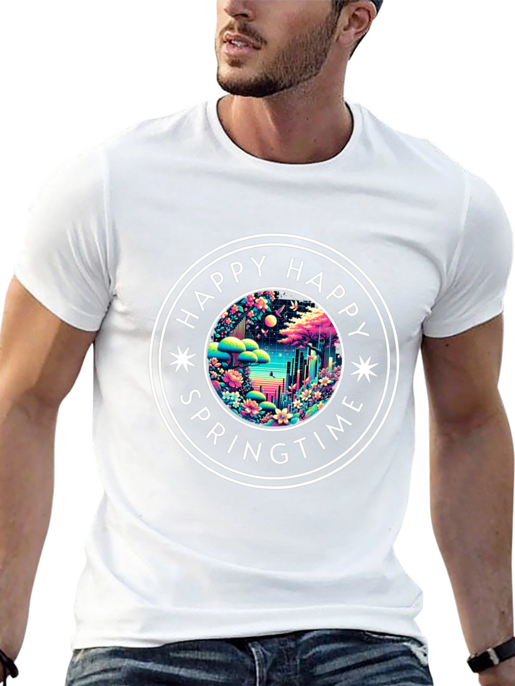 Happy Springtime Graphic Tee - Black