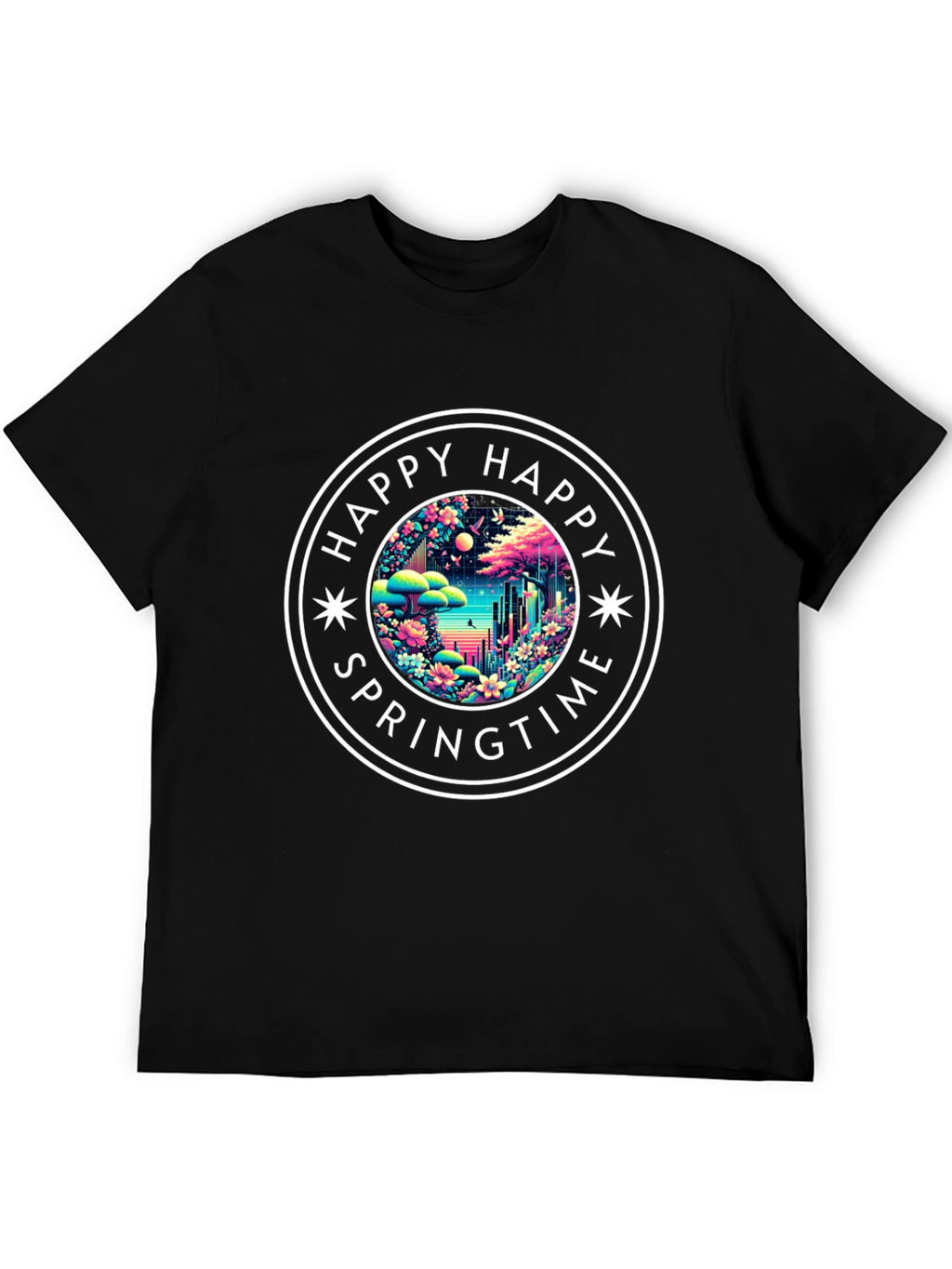 Happy Springtime Graphic Tee - Black