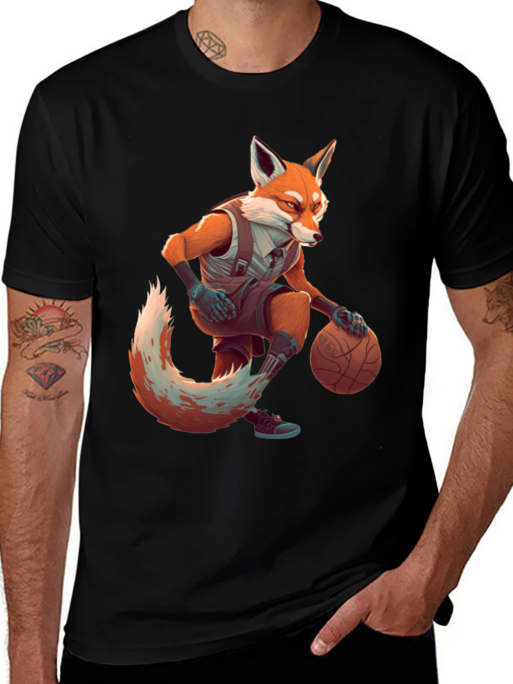 Fox Basketball Player Graphic Tee