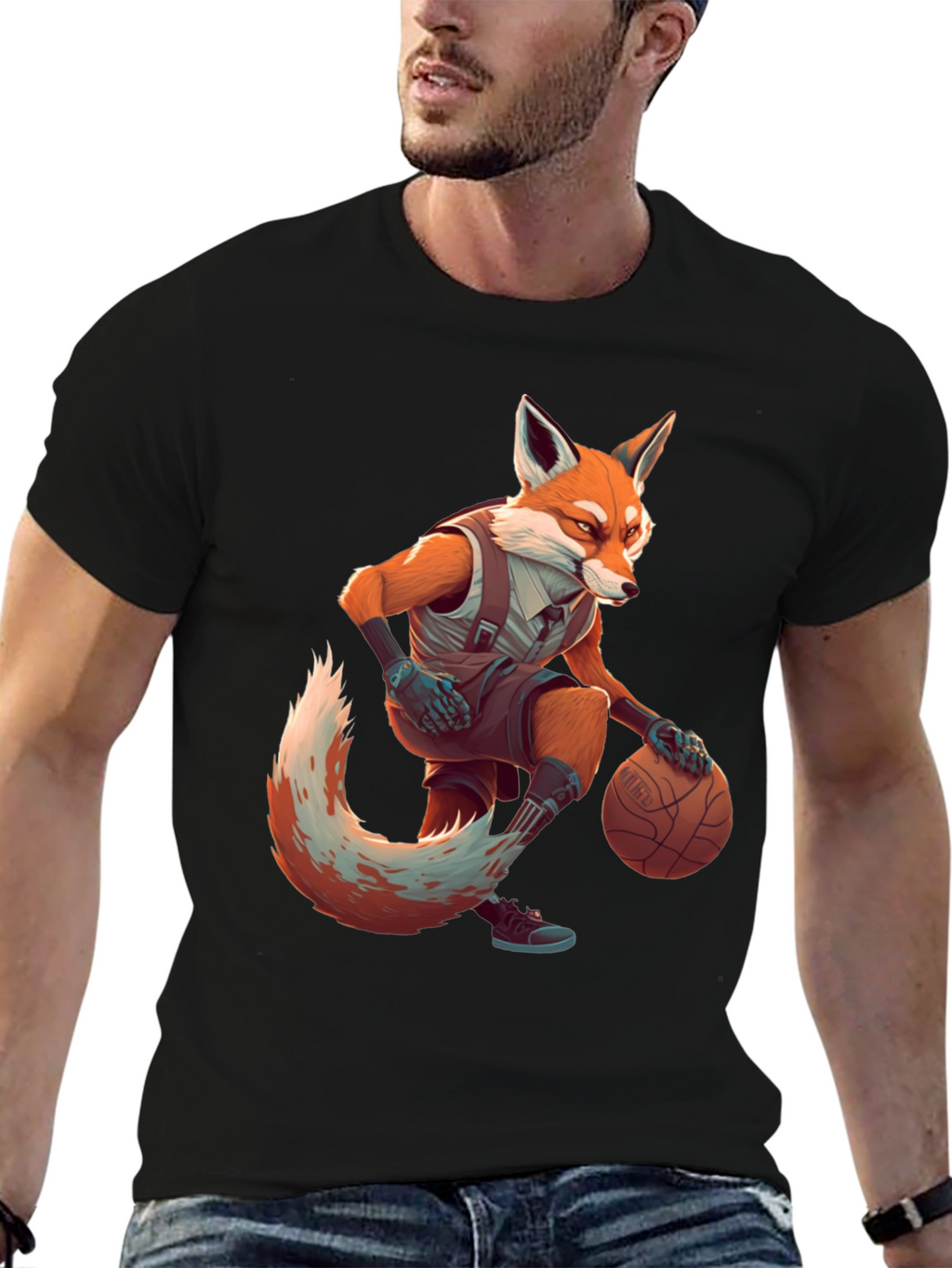 Fox Basketball Player Graphic Tee