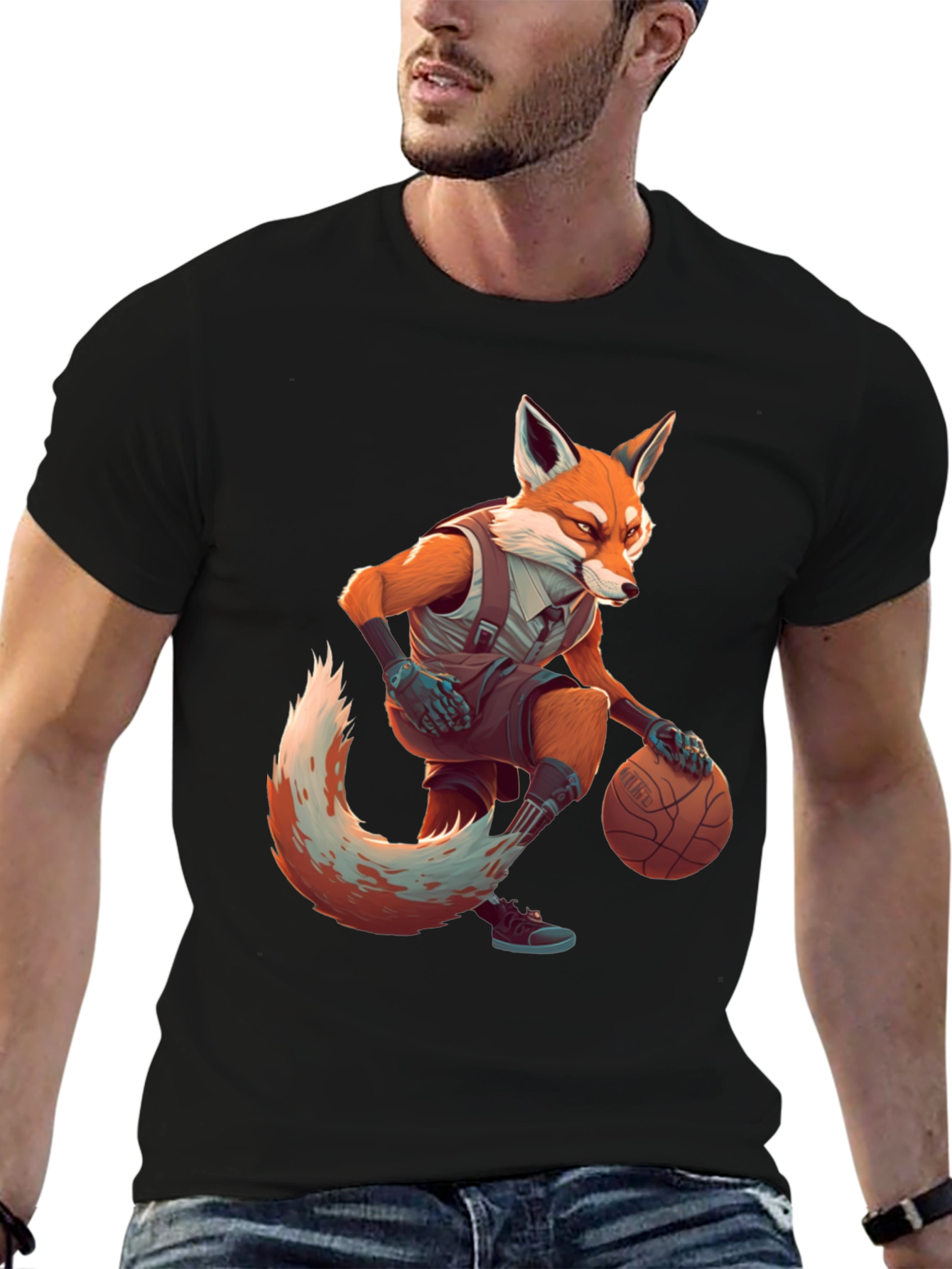 Fox Basketball Player Graphic Tee