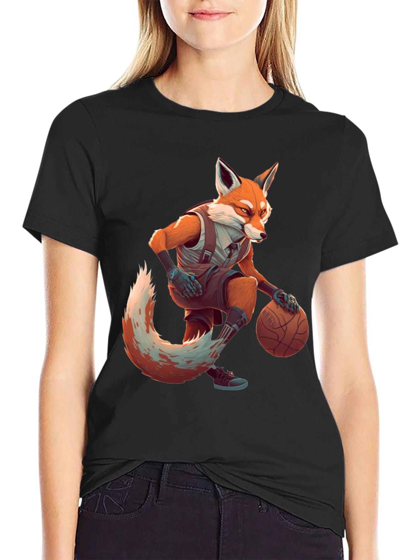 Fox Basketball Player Graphic Tee