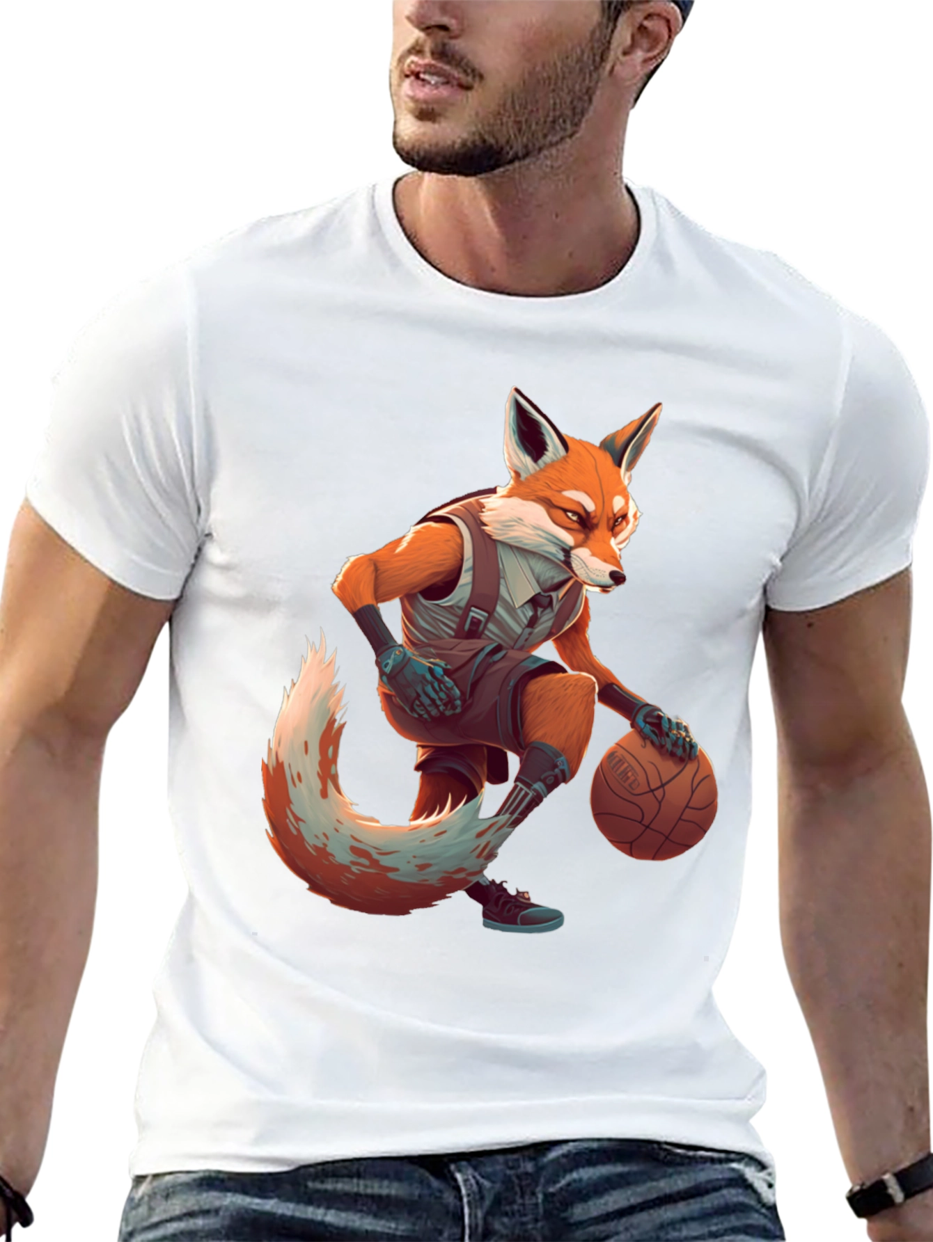 Fox Basketball Player Graphic Tee