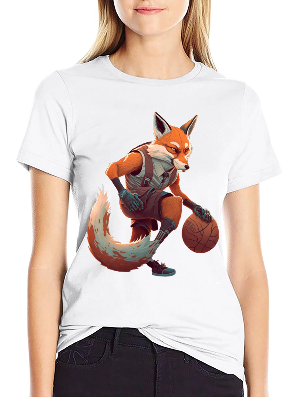 Fox Basketball Player Graphic Tee