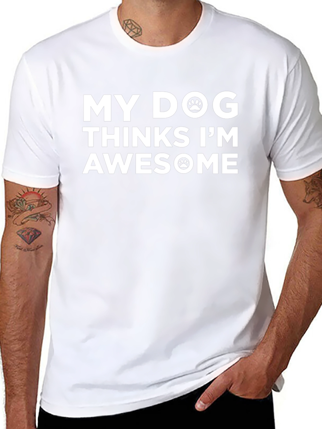 My Dog Thinks Im Awesome Black T-Shirt