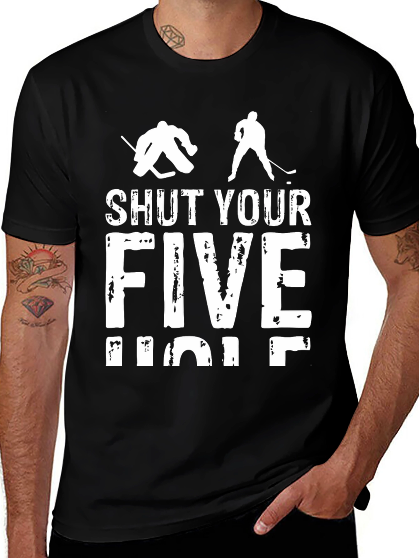 Shut Your Five Hole Hockey T-Shirt - Black