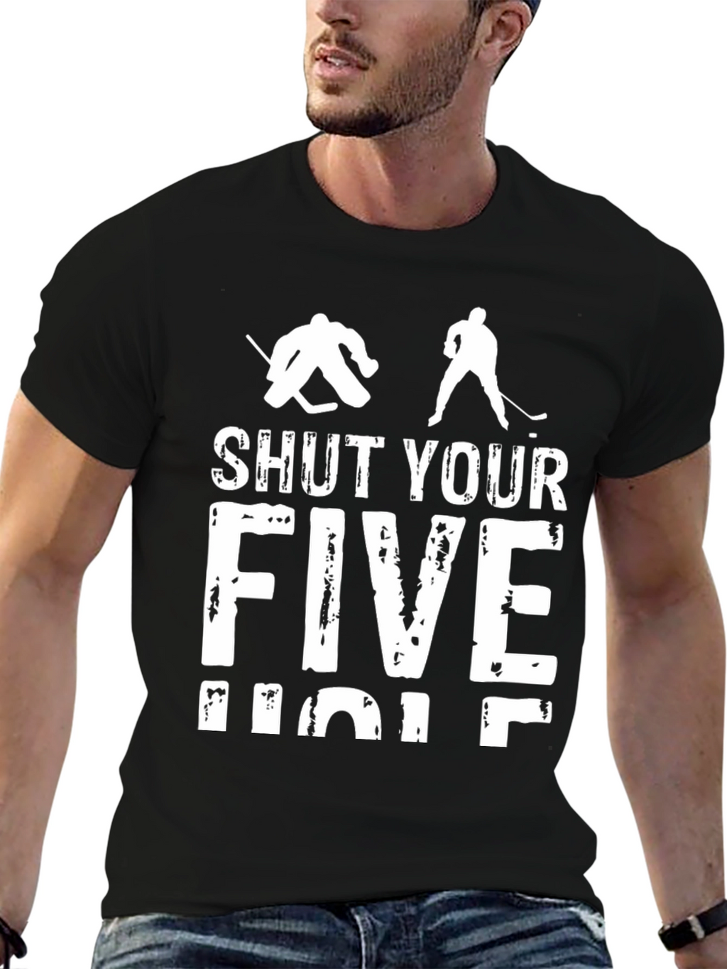 Shut Your Five Hole Hockey T-Shirt - Black