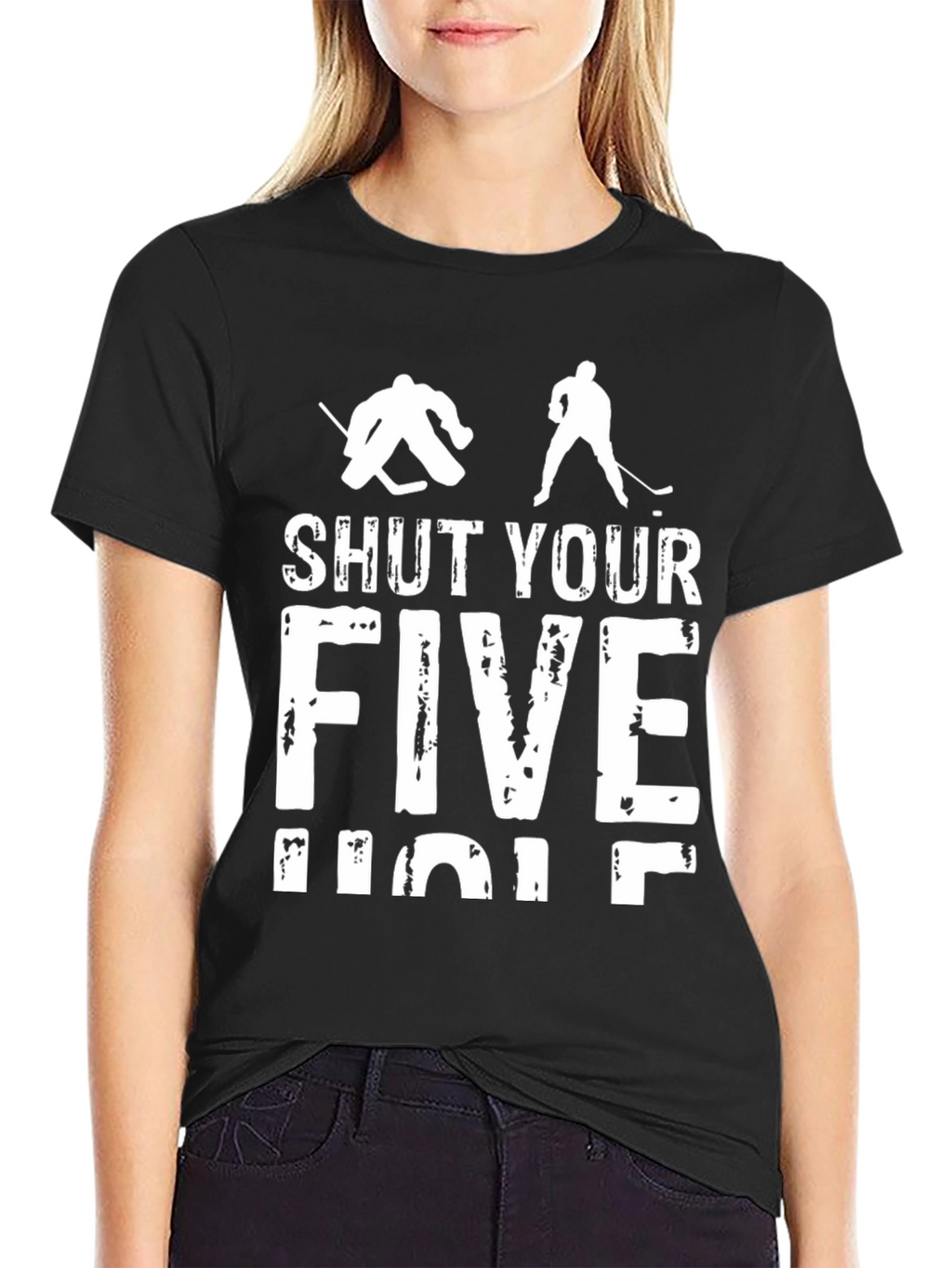 Shut Your Five Hole Hockey T-Shirt - Black