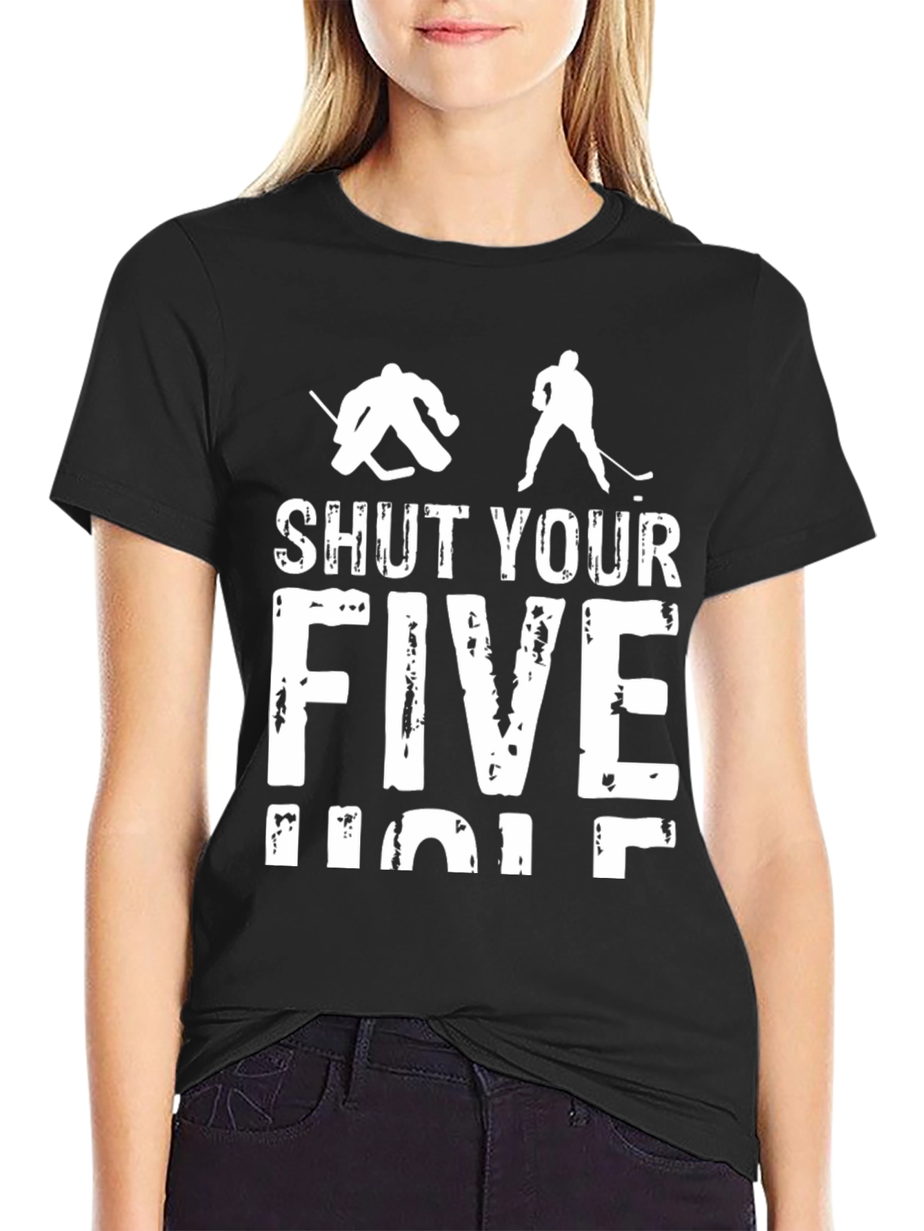 Shut Your Five Hole Hockey T-Shirt - Black