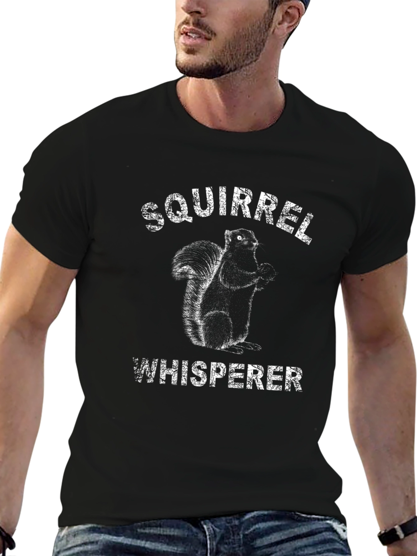 Squirrel Whisperer Black Graphic T-Shirt