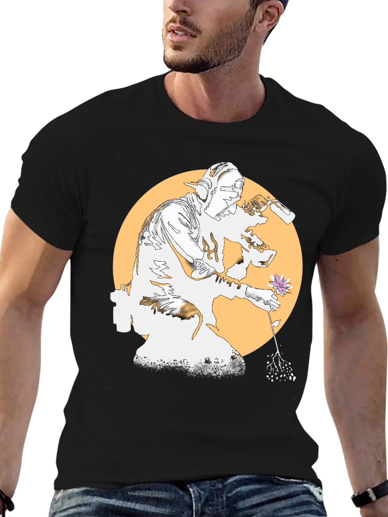 Unique Graphic Tee - Flower and Artist Design