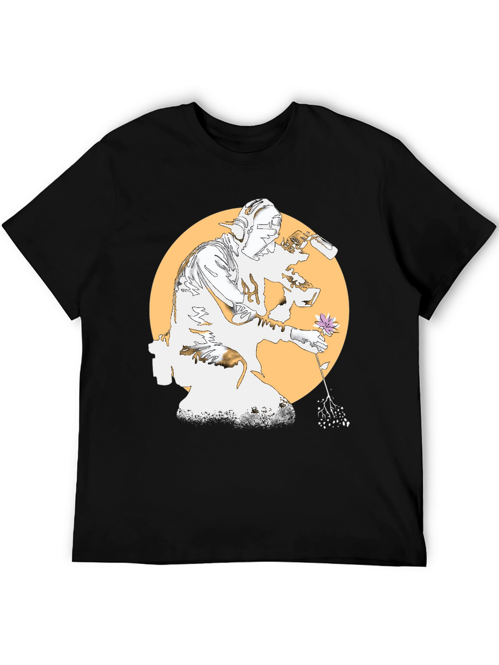 Unique Graphic Tee - Flower and Artist Design