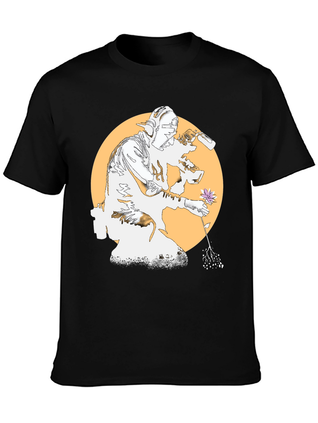 Unique Graphic Tee - Flower and Artist Design