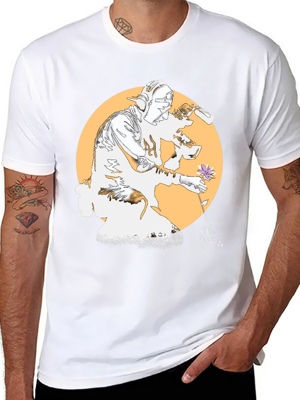 Unique Graphic Tee - Flower and Artist Design