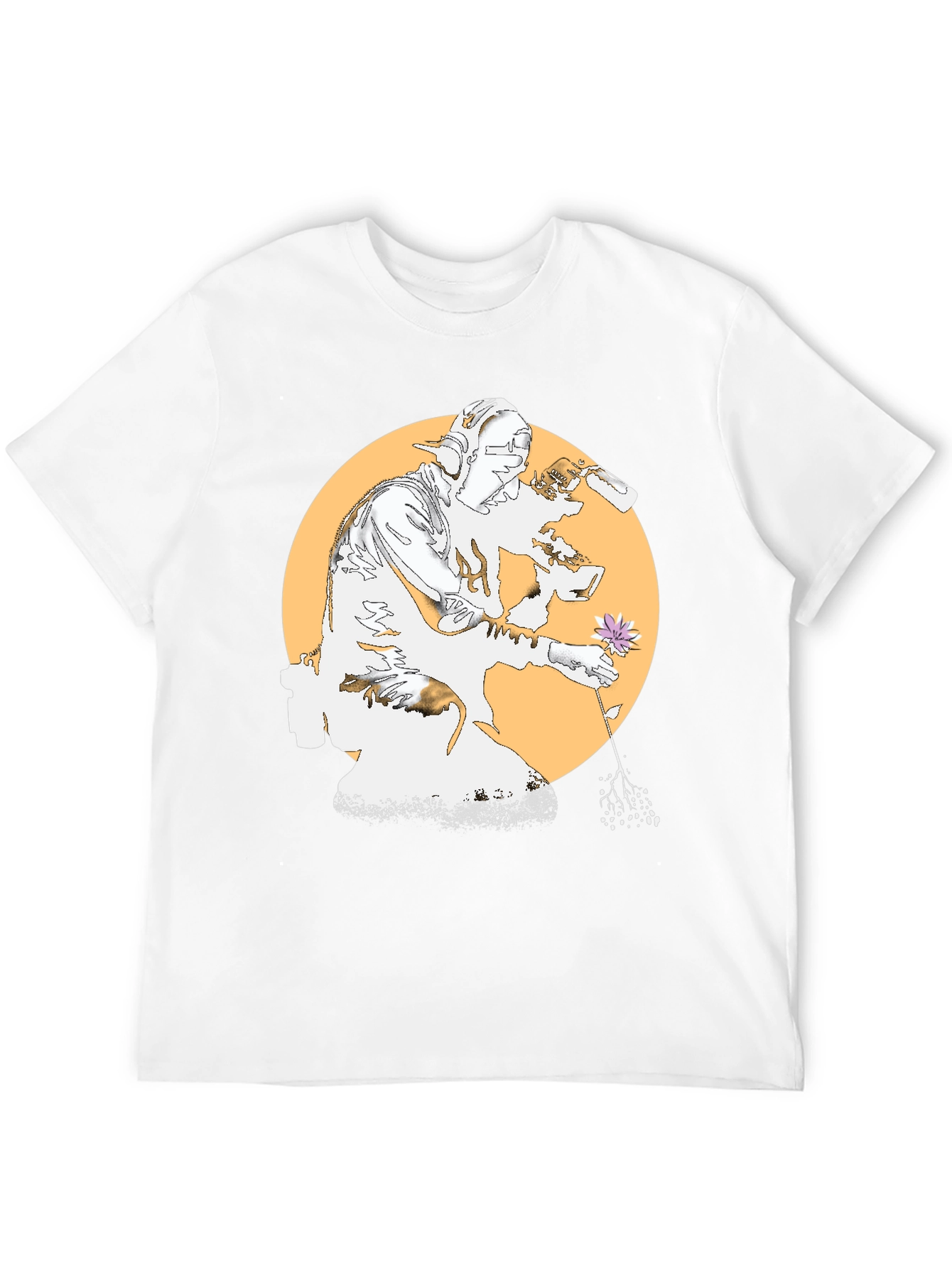 Unique Graphic Tee - Flower and Artist Design