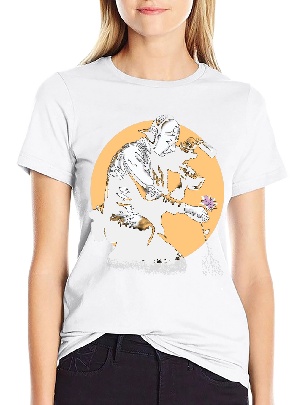 Unique Graphic Tee - Flower and Artist Design