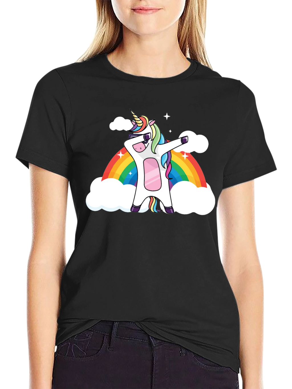 Dabbing Unicorn Rainbow Graphic Tee