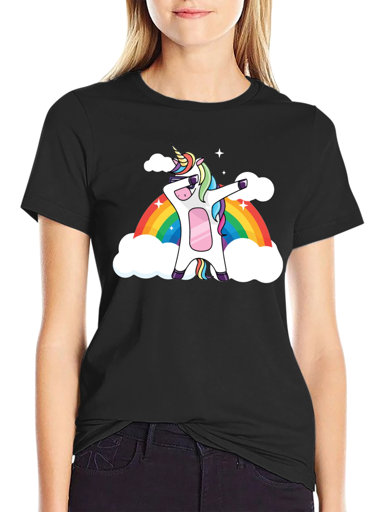 Dabbing Unicorn Rainbow Graphic Tee