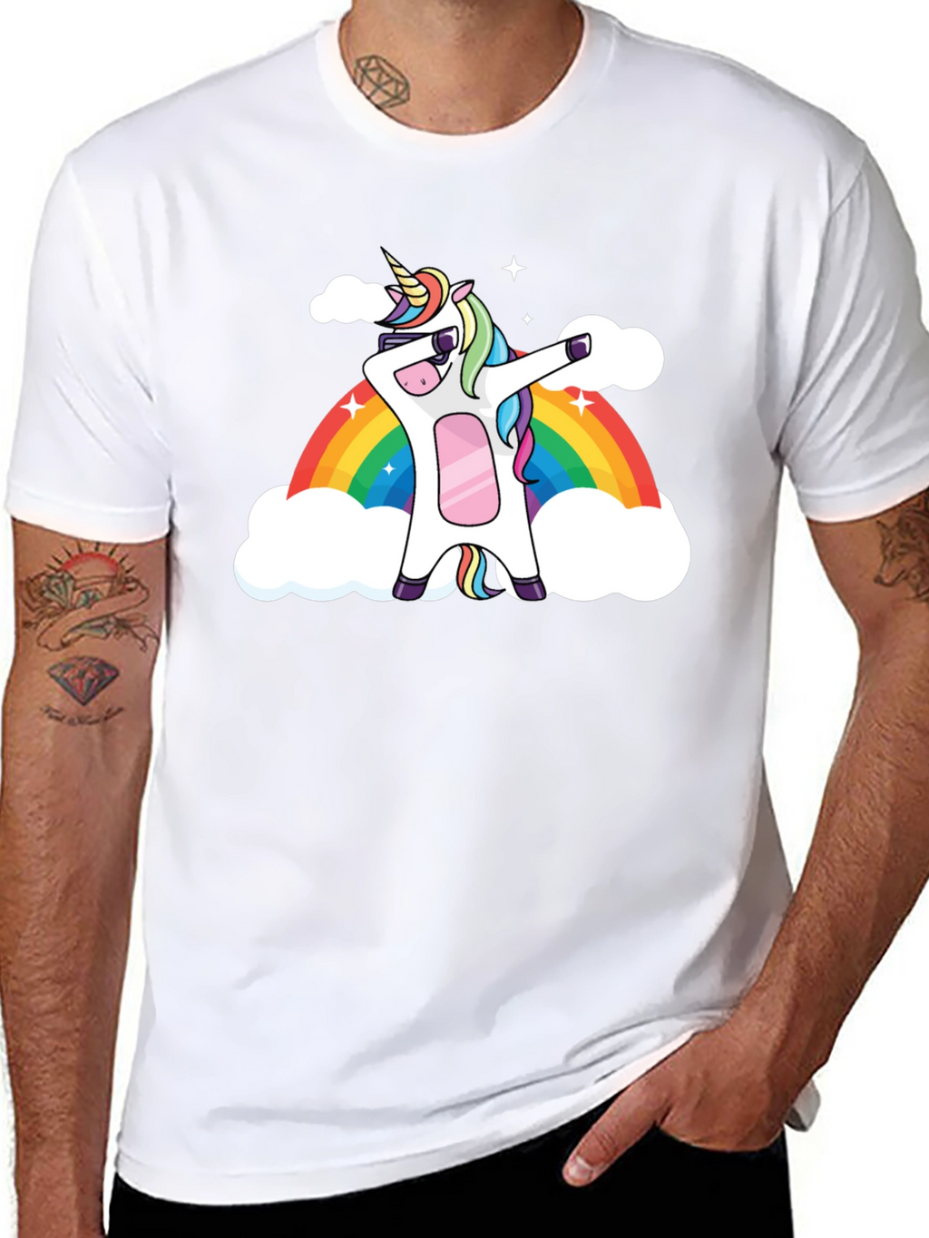 Dabbing Unicorn Rainbow Graphic Tee
