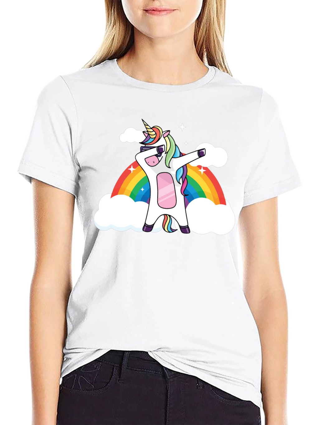 Dabbing Unicorn Rainbow Graphic Tee