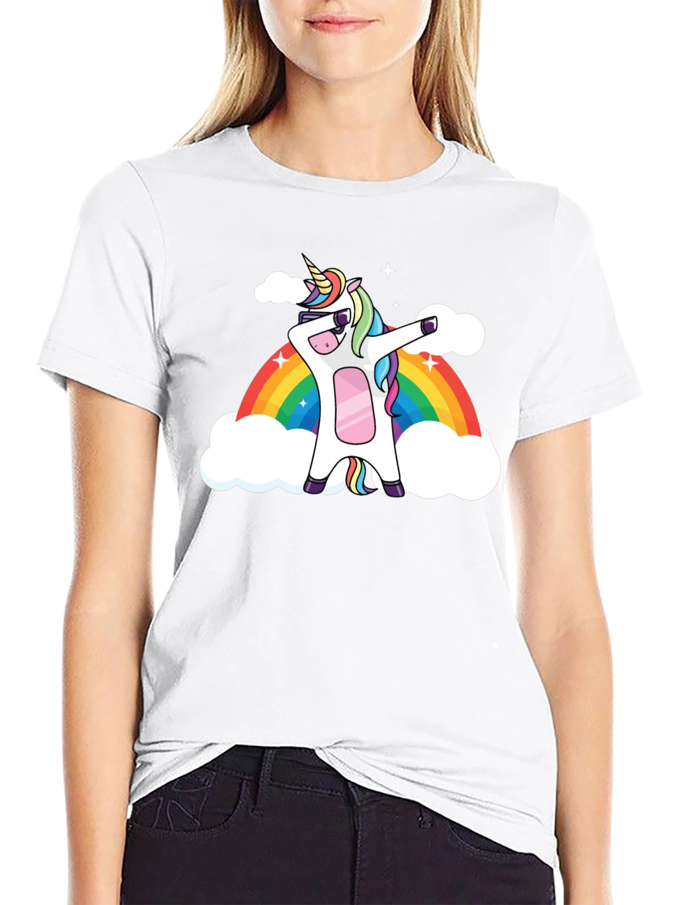 Dabbing Unicorn Rainbow Graphic Tee