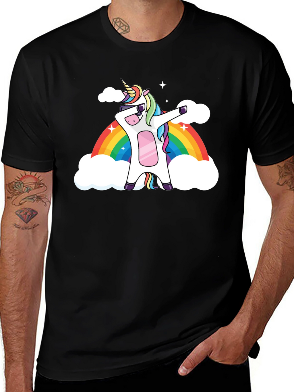 Dabbing Unicorn Rainbow Graphic Tee