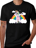 Dabbing Unicorn Rainbow Graphic Tee