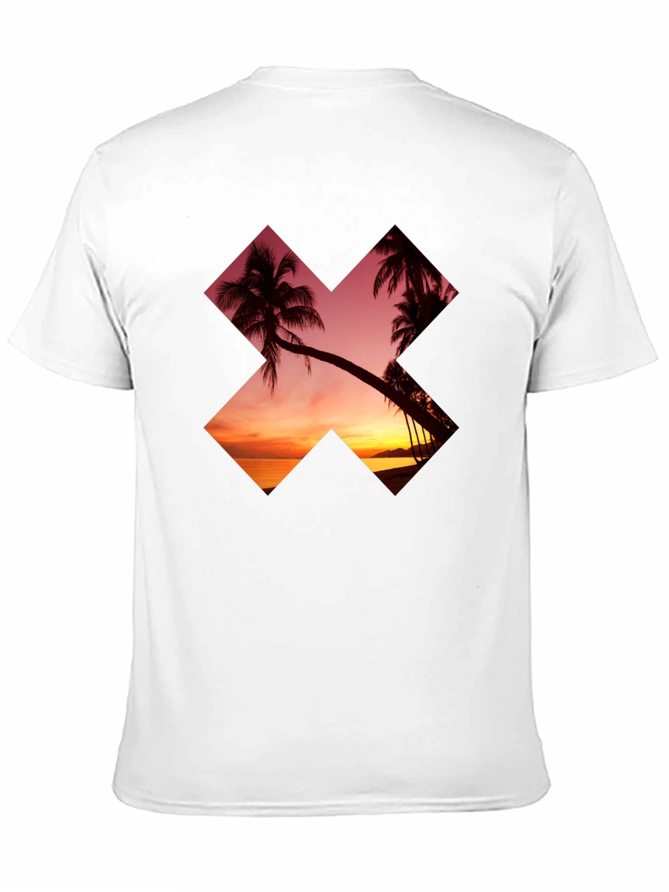 Sunset Palm Tree Graphic Tee - Casual Black T-Shirt