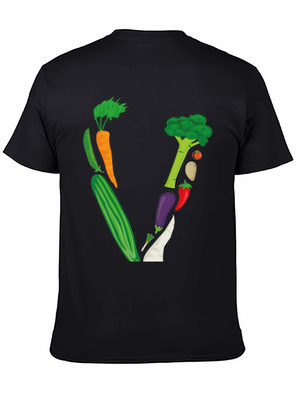 Vegetable Letter V Black T-Shirt