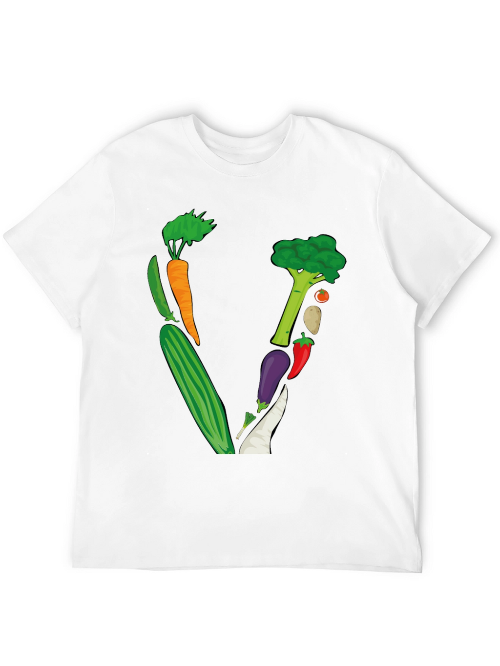Vegetable Letter V Black T-Shirt