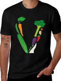 Vegetable Letter V Black T-Shirt