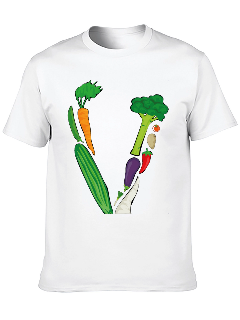 Vegetable Letter V Black T-Shirt