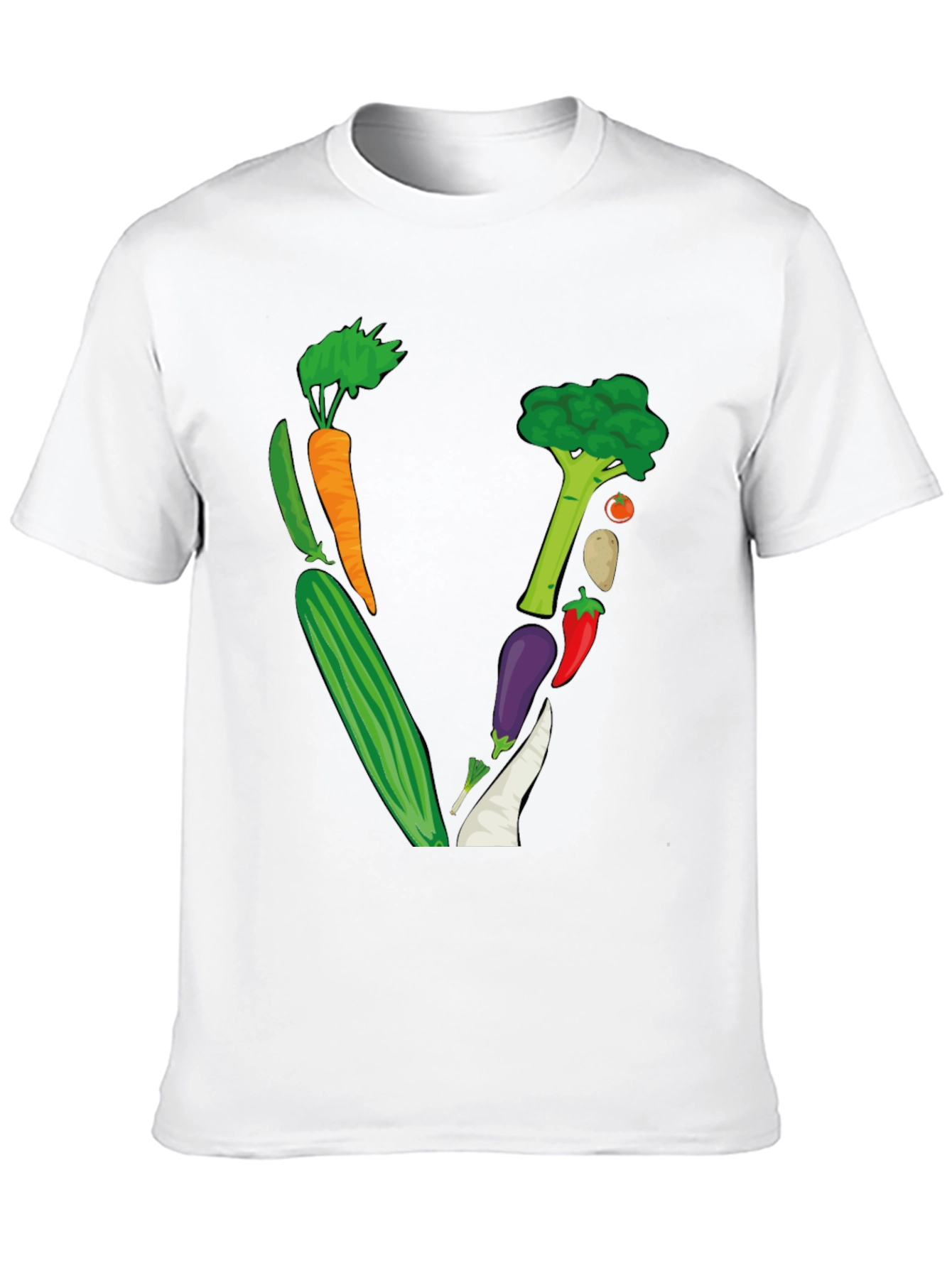 Vegetable Letter V Black T-Shirt