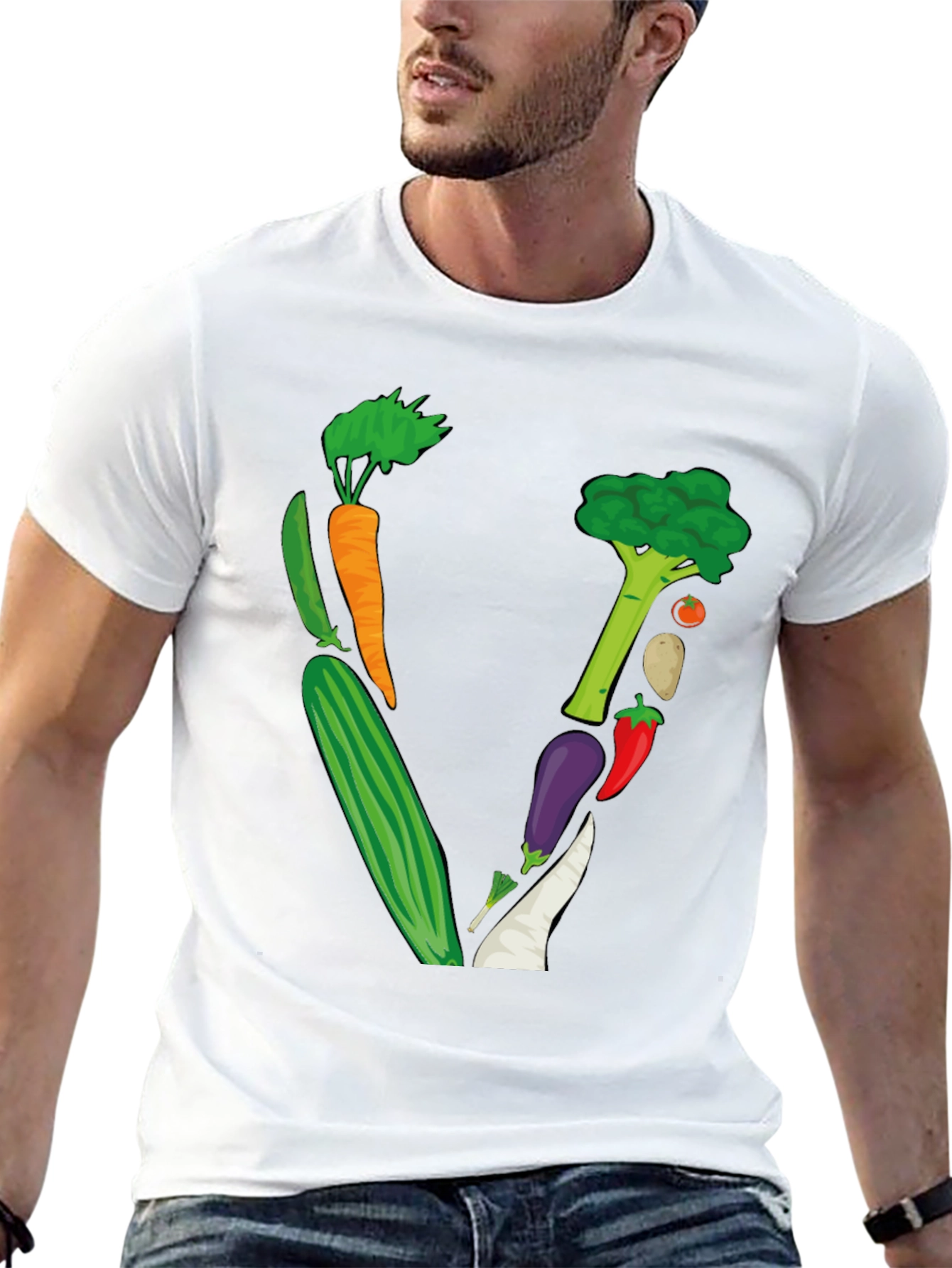 Vegetable Letter V Black T-Shirt