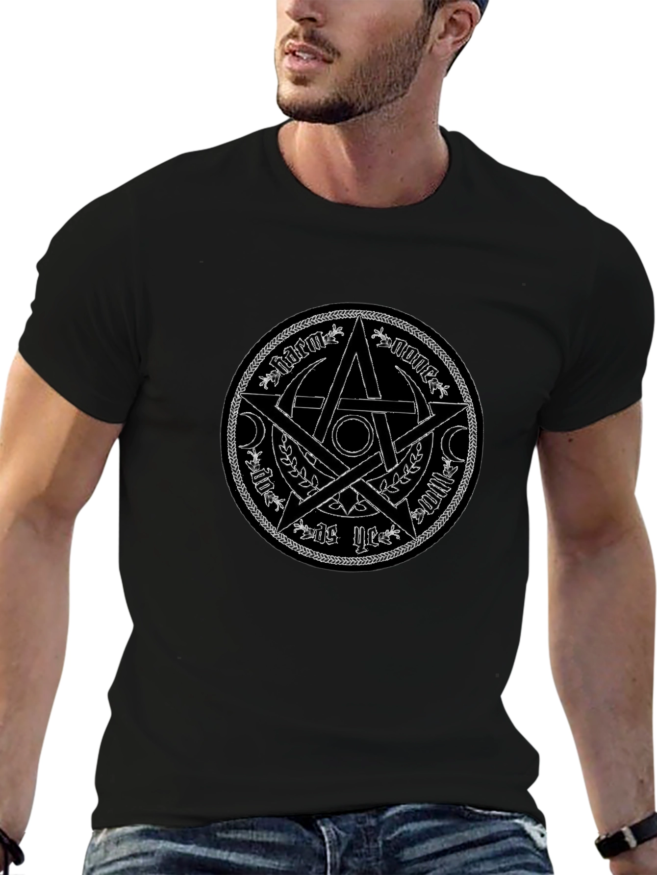 Mystic Star Graphic Tee - Black Cotton Shirt