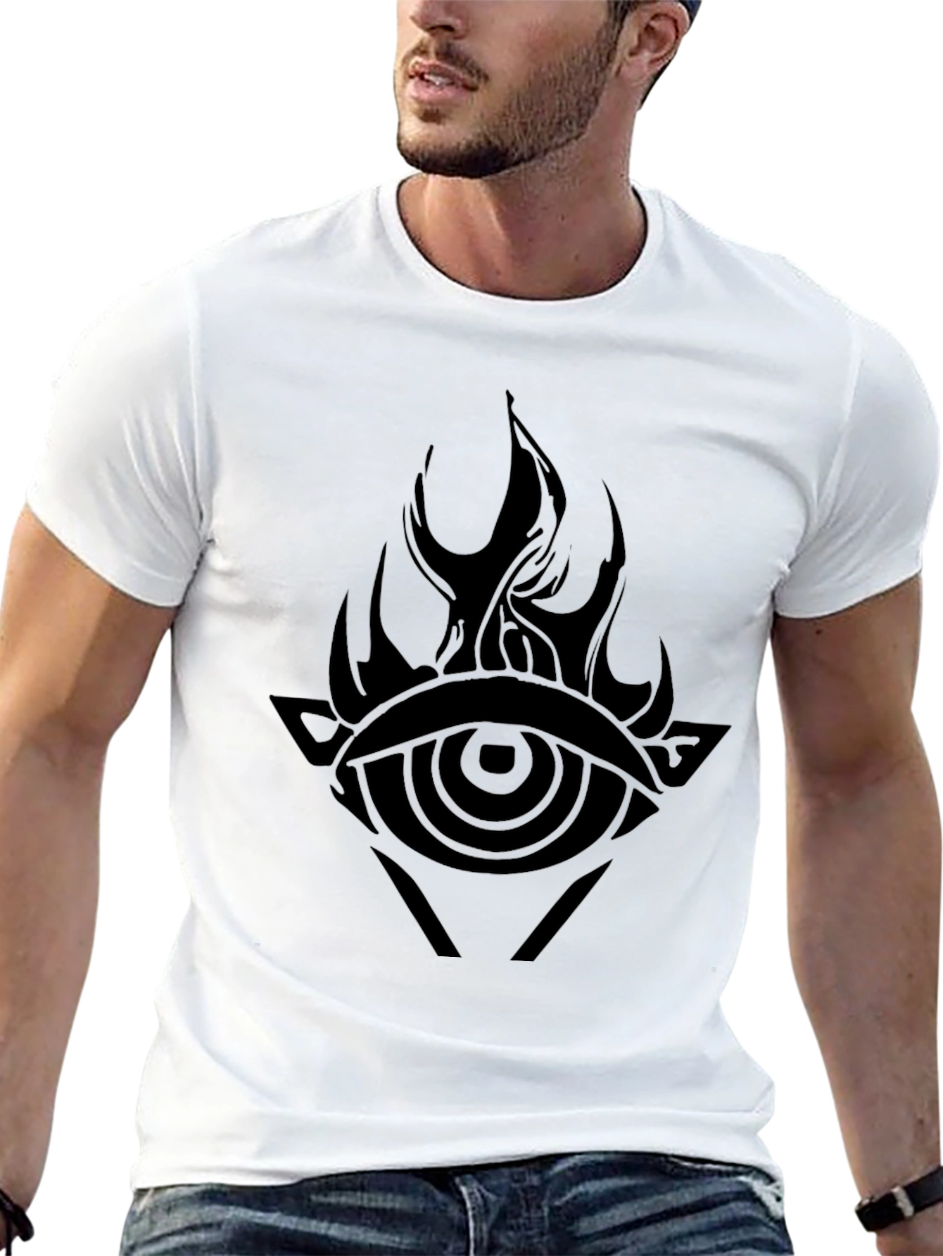 Mens Black Graphic Tee - Eye of Fire