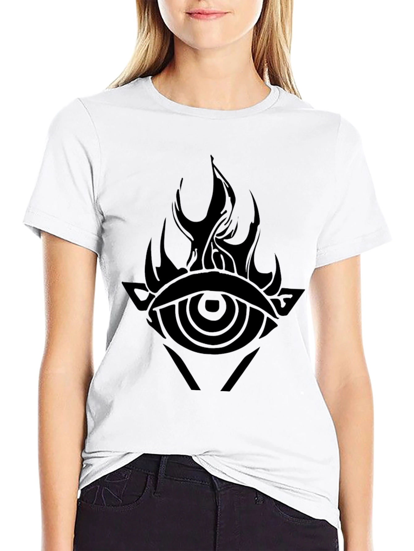Mens Black Graphic Tee - Eye of Fire
