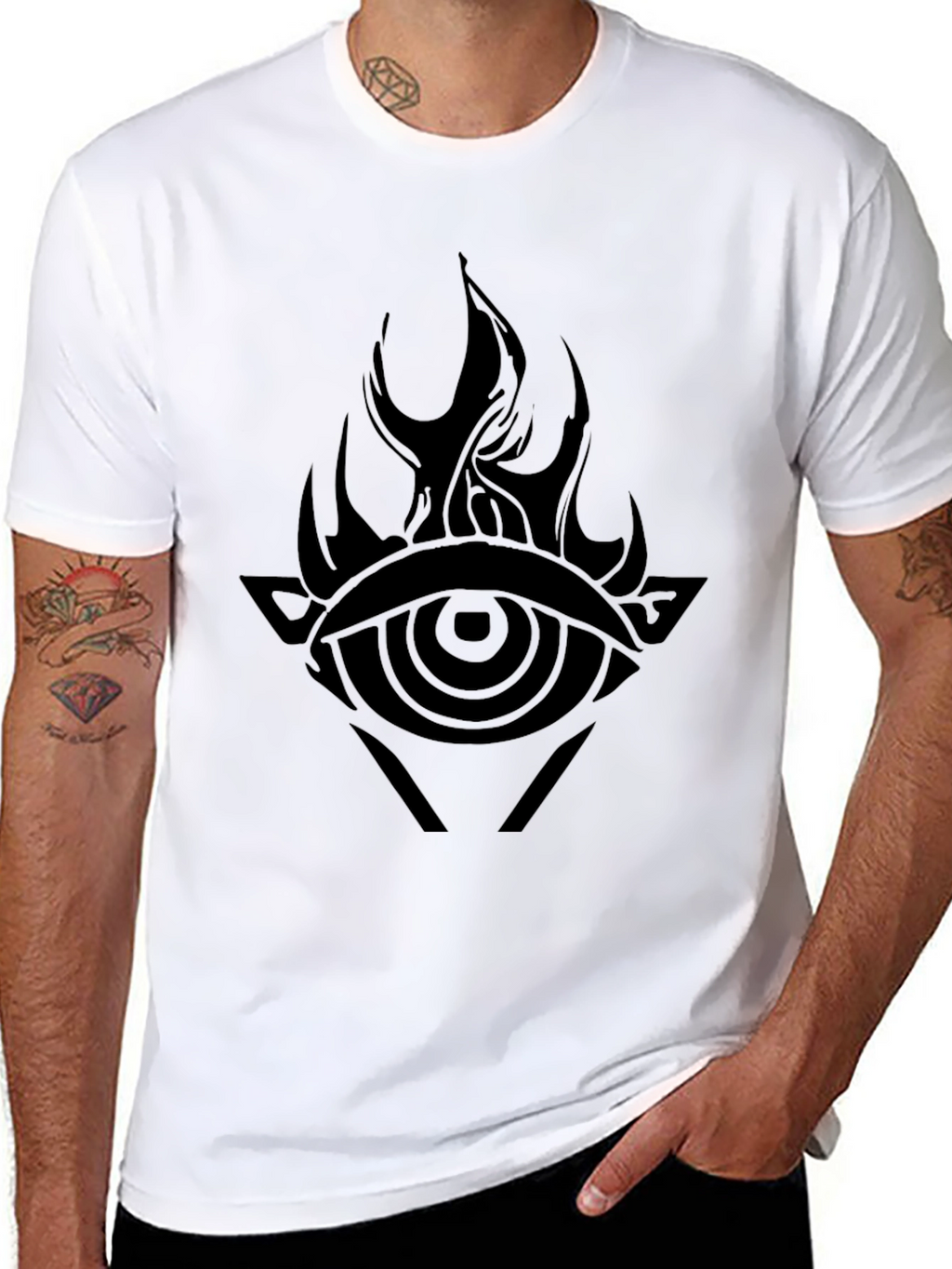Mens Black Graphic Tee - Eye of Fire