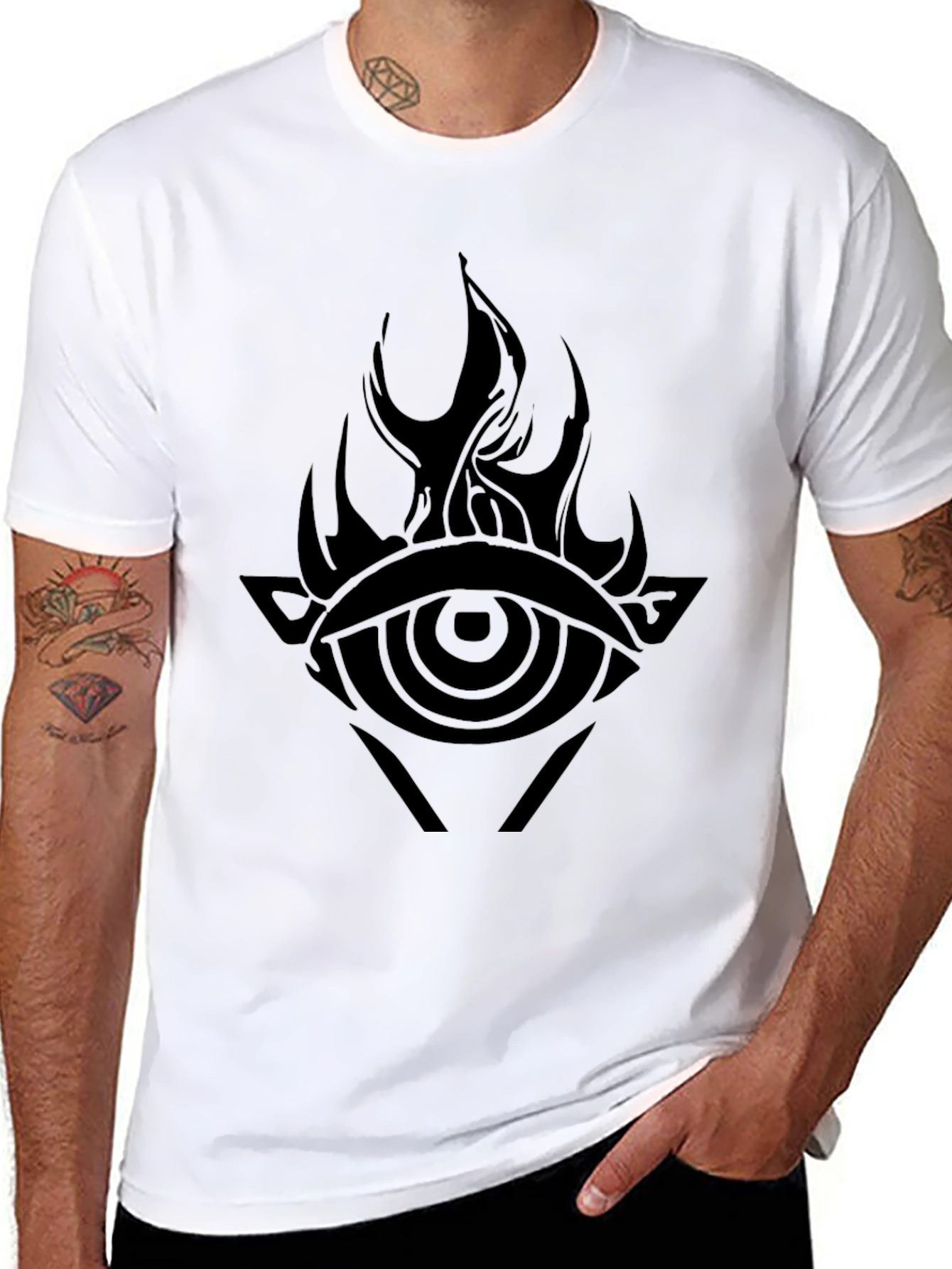 Mens Black Graphic Tee - Eye of Fire