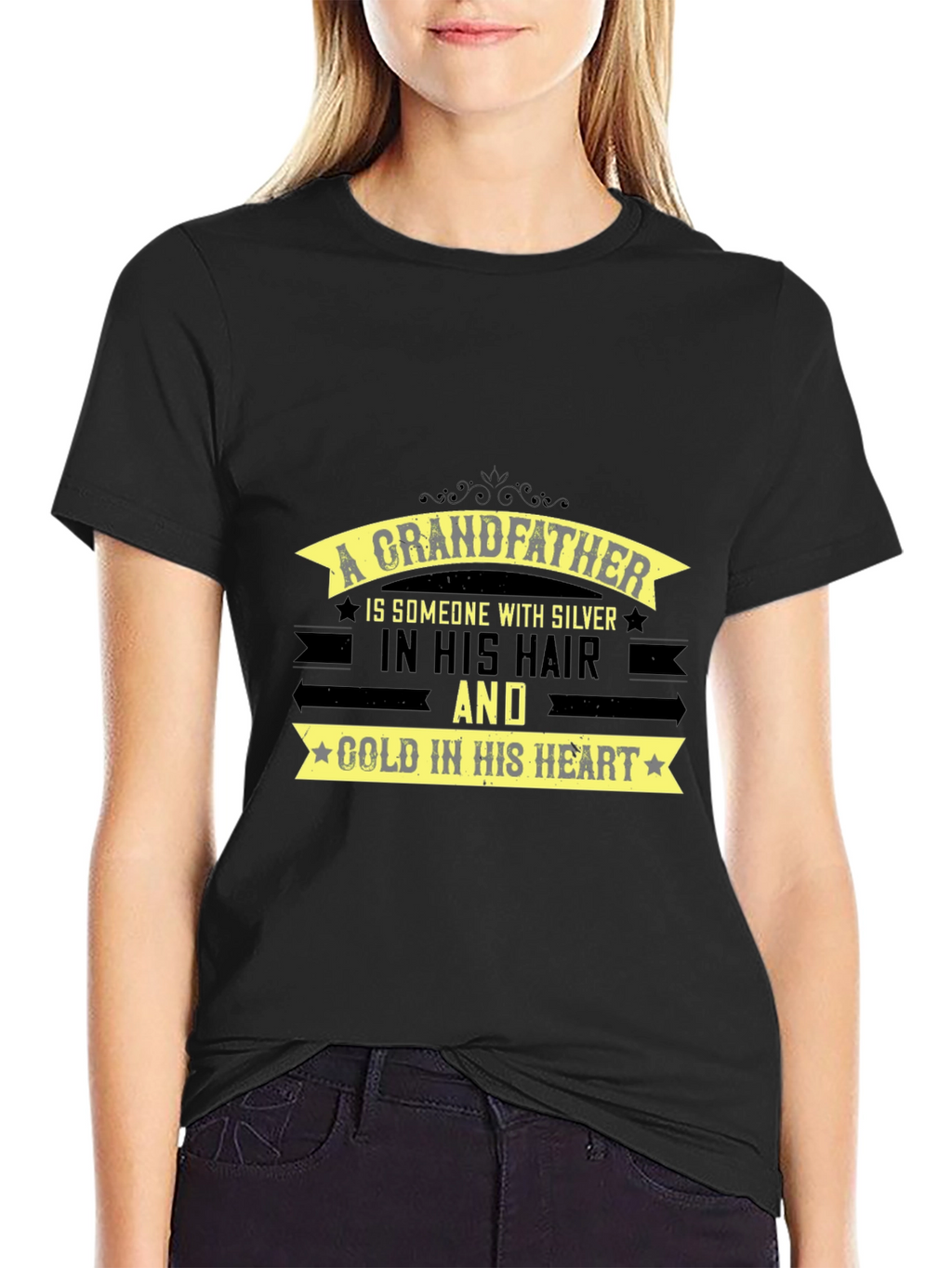 Grandfather Silver Hair Gold Heart T-Shirt
