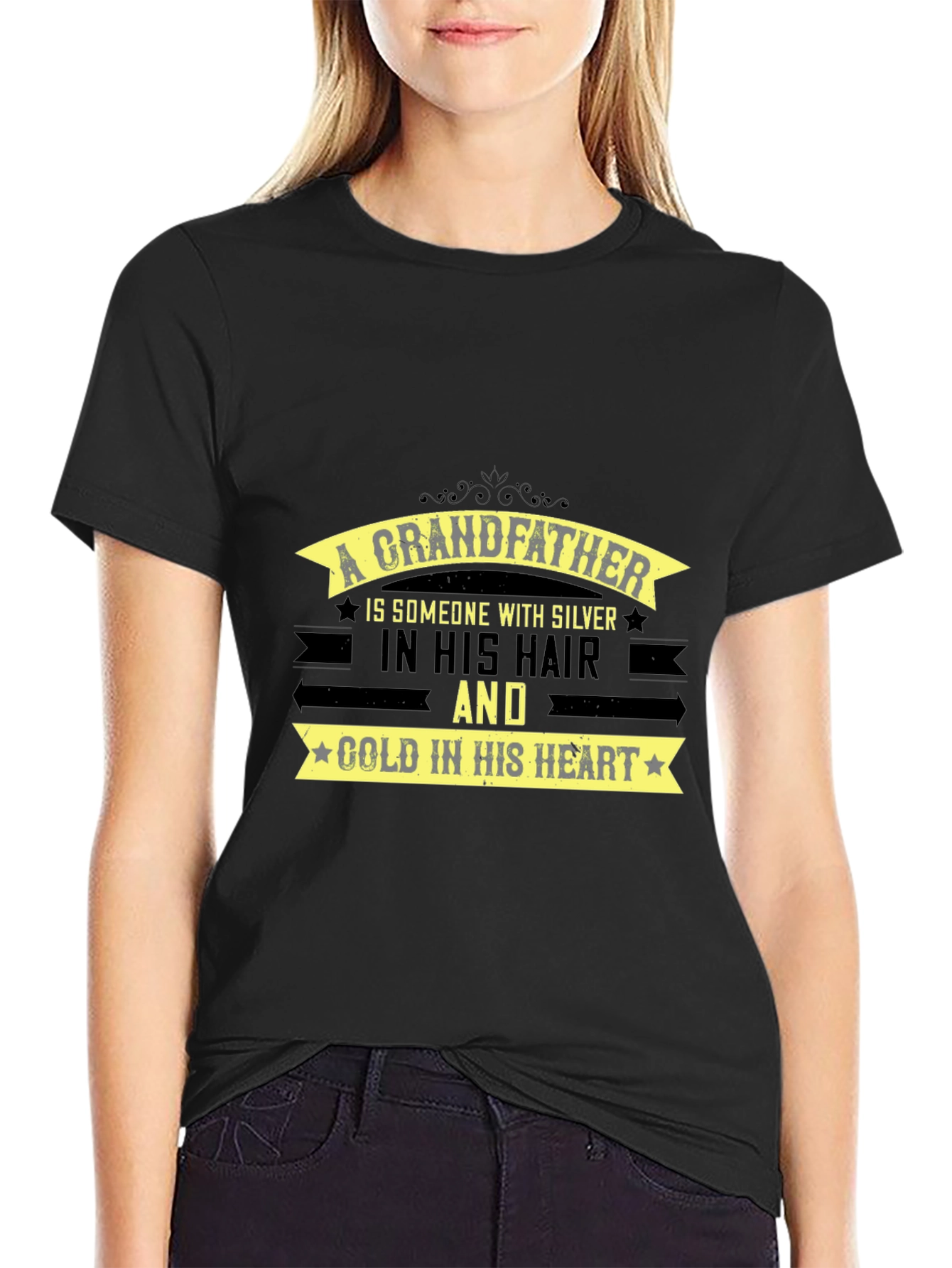Grandfather Silver Hair Gold Heart T-Shirt