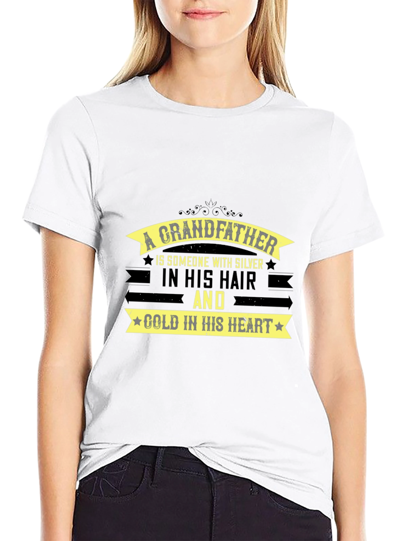 Grandfather Silver Hair Gold Heart T-Shirt