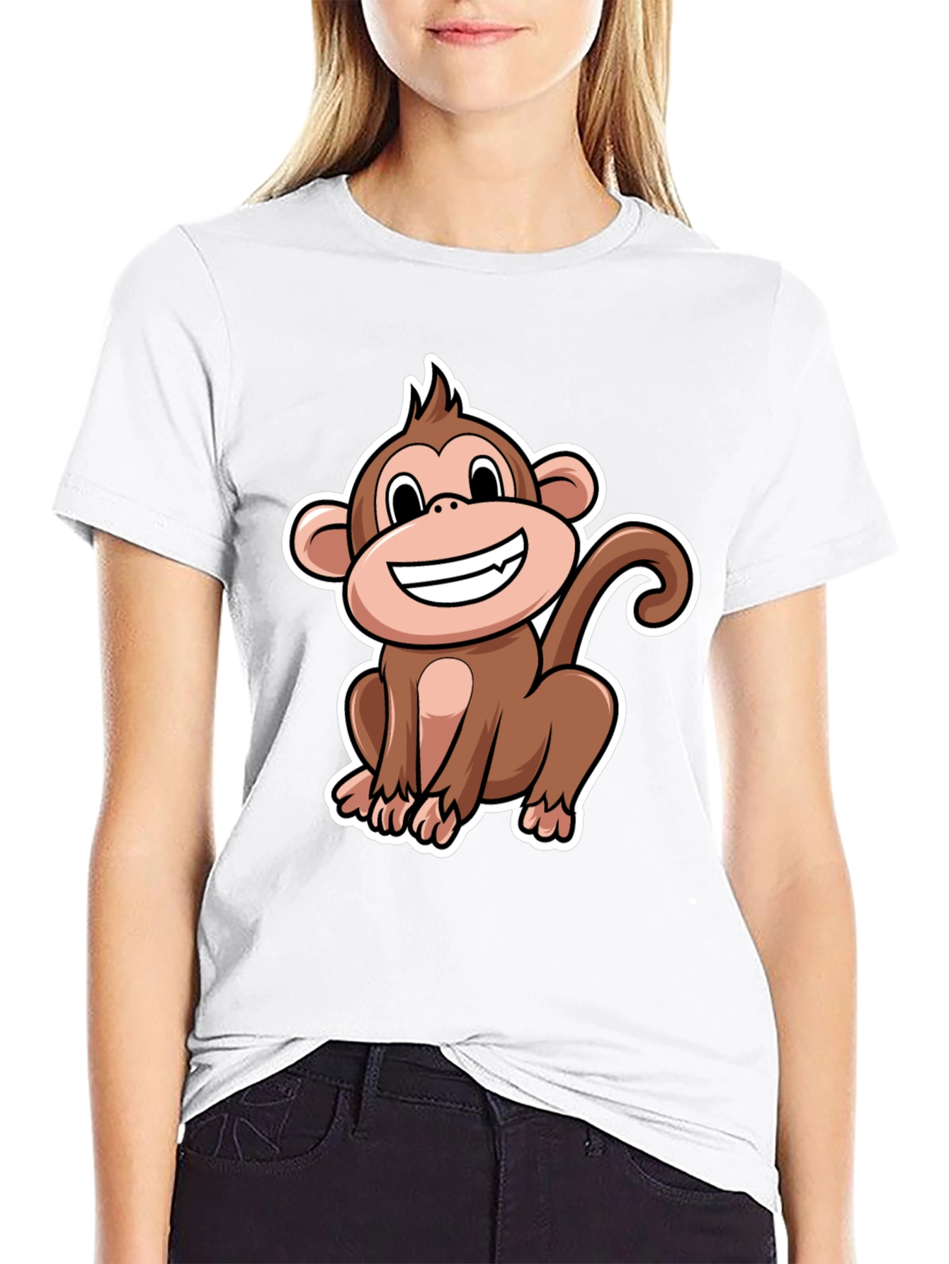 Monkey Graphic T-Shirt - Black Crew Neck Tee