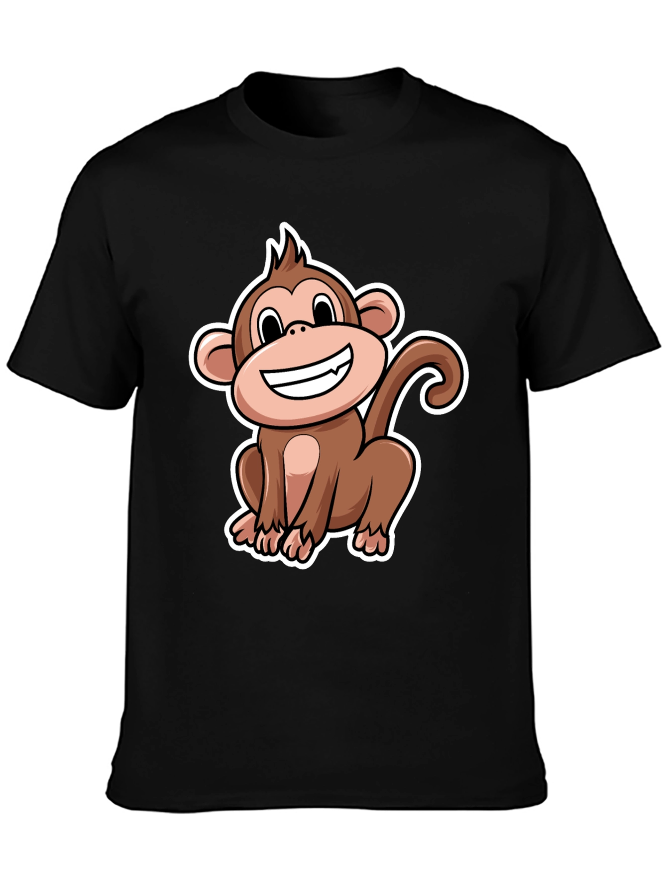 Monkey Graphic T-Shirt - Black Crew Neck Tee