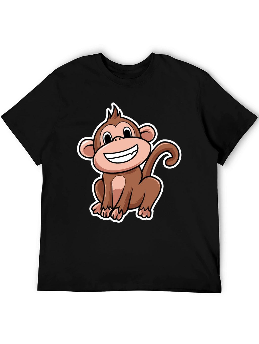 Monkey Graphic T-Shirt - Black Crew Neck Tee
