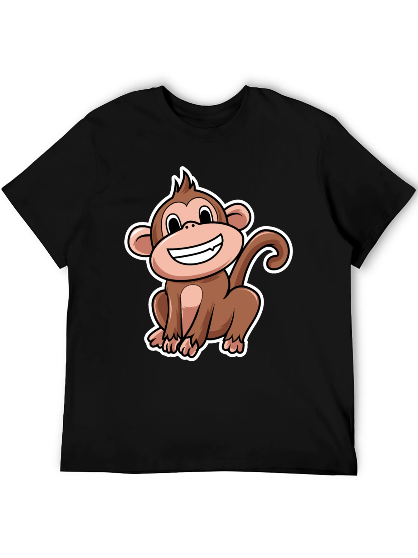 Monkey Graphic T-Shirt - Black Crew Neck Tee