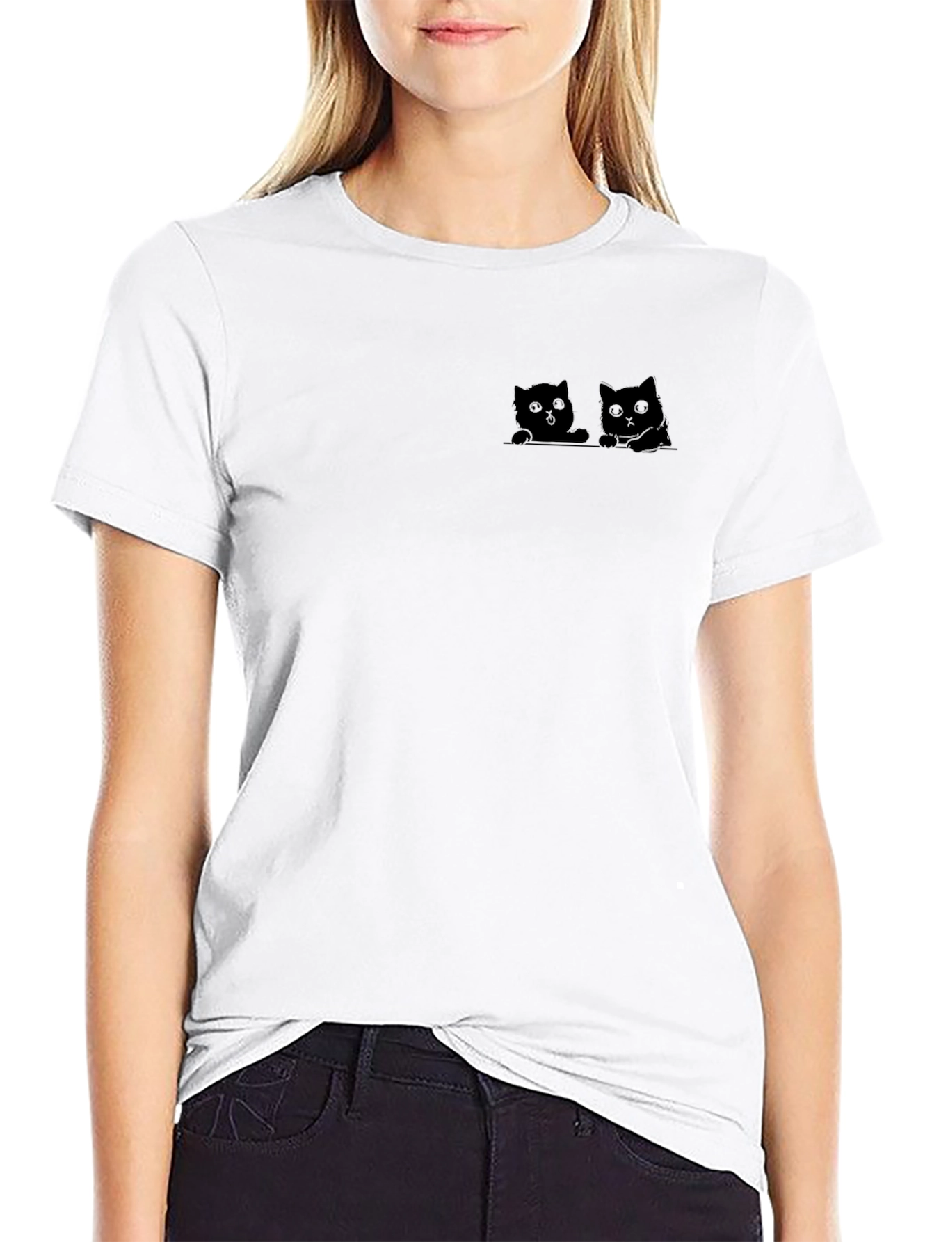 Mens Black Cat Peekaboo Graphic Tee