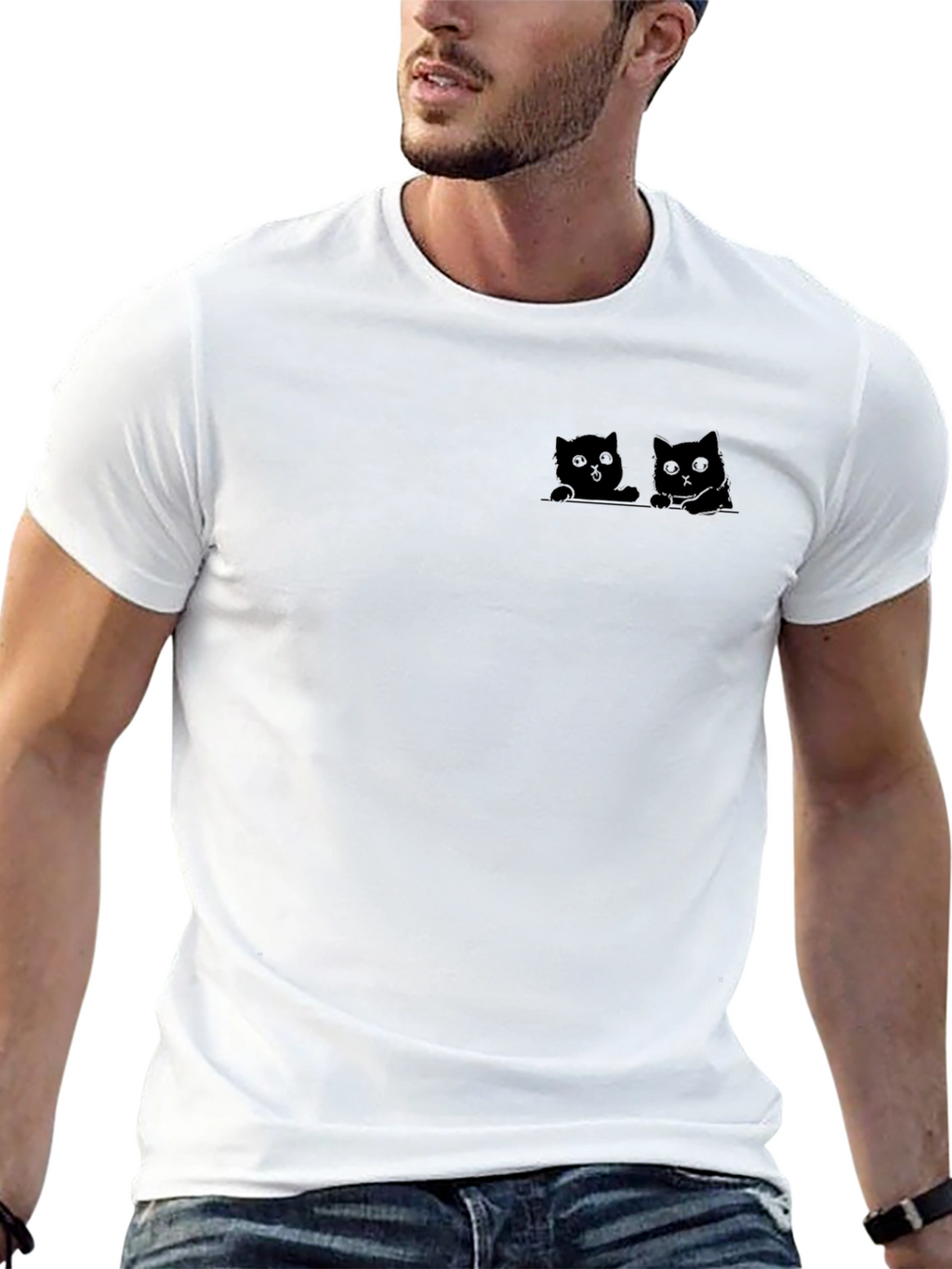 Mens Black Cat Peekaboo Graphic Tee